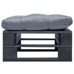 vidaXL Ottomana Pallet da Giardino con Cuscino Grigio in Legno Nero