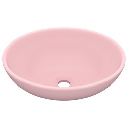 vidaXL Lavandino Lusso Ovale Rosa Opaco 40x33 cm in Ceramica