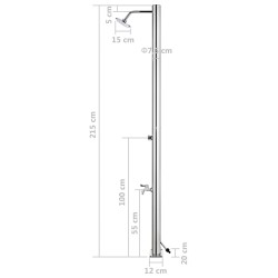 vidaXL Doccia da Giardino 215 cm in Acciaio Inossidabile