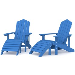    Sedie Giardino Adirondack 2 pz con Poggiapiedi HDPE Blu Acqua