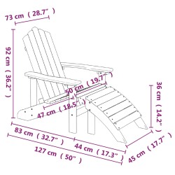    Sedie Giardino Adirondack 2 pz con Poggiapiedi HDPE Blu Acqua