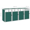 vidaXL Copri Bidone Rifiuti Quadruplo Verde 286x81x121 cm in Acciaio