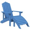    Sedia Giardino Poggiapiedi e Tavolo Adirondack HDPE Blu Acqua