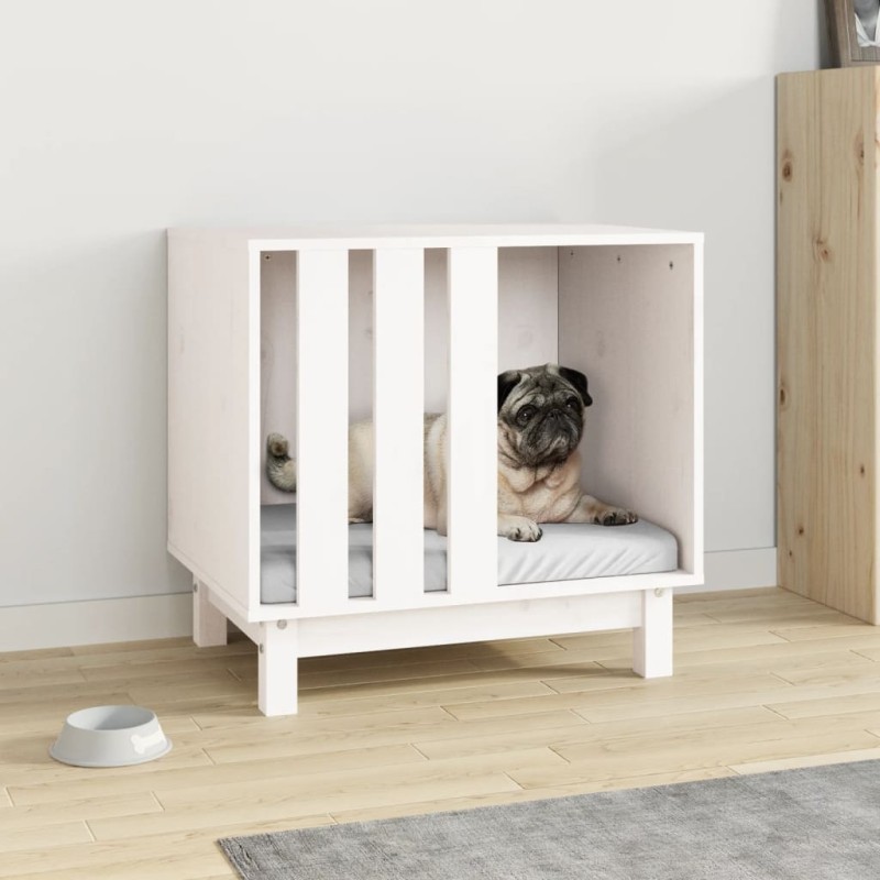 vidaXL Casetta per Cani bianco 60x45x57 cm in Legno Massello di Pino