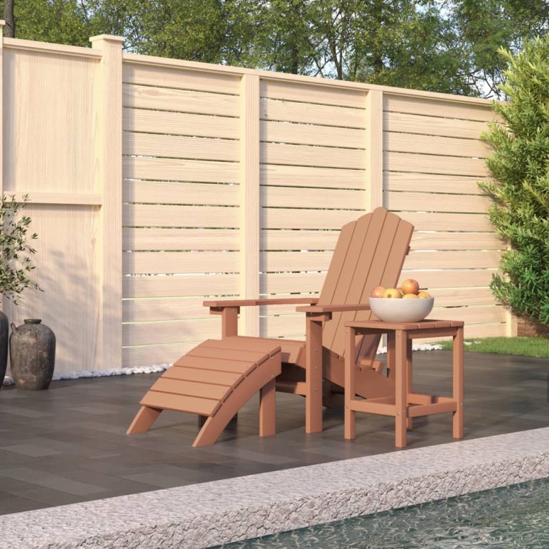    Sedia Giardino con Poggiapiedi e Tavolo Adirondack HDPE Marrone