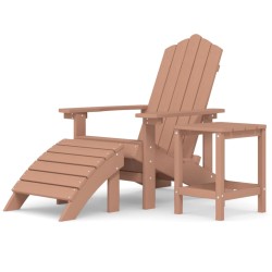    Sedia Giardino con Poggiapiedi e Tavolo Adirondack HDPE Marrone