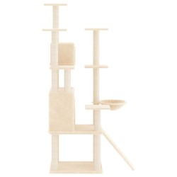 vidaXL Albero per Gatti con Tiragraffi in Sisal Crema 154 cm