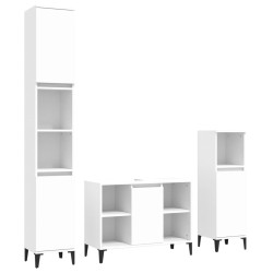 vidaXL Set Mobili da Bagno 3 pz Bianco in Legno Ingegnerizzato