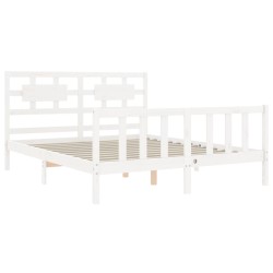 vidaXL Giroletto con Testiera Bianco 5FT King Size in Legno Massello