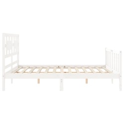 vidaXL Giroletto con Testiera Bianco 5FT King Size in Legno Massello