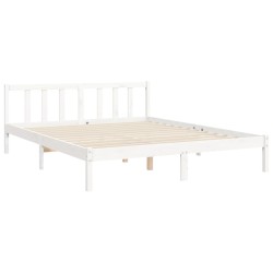 vidaXL Giroletto con Testiera Bianco 5FT King Size in Legno Massello