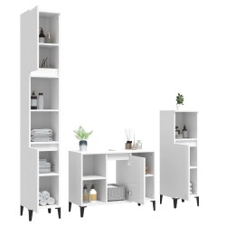 Set Mobili da Bagno 3 pz Bianco Lucido in Legno Ingegnerizzato