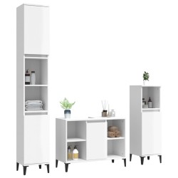 Set Mobili da Bagno 3 pz Bianco Lucido in Legno Ingegnerizzato