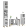 Set Mobili da Bagno 3 pz Bianco Lucido in Legno Ingegnerizzato