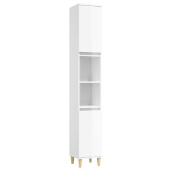 Set Mobili da Bagno 3 pz Bianco Lucido in Legno Ingegnerizzato