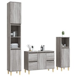 Set Mobili da Bagno 3 pz Grigio Sonoma in Legno Ingegnerizzato