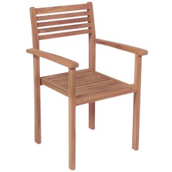    Sedie da Giardino 4 pz con Cuscini Blu Massello di Teak