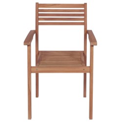    Sedie da Giardino 4 pz con Cuscini Blu Massello di Teak