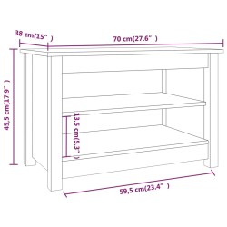 vidaXL Scarpiera Grigia 70x38x45,5 cm in Legno Massello di Pino