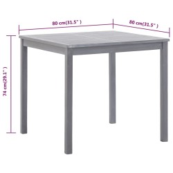 vidaXL Tavolo da Giardino Grigio 80x80x74 cm Legno Massello di Acacia