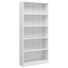 vidaXL Libreria a 5 Ripiani Bianco Lucido 80x24x175 cm in Truciolato