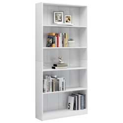 vidaXL Libreria a 5 Ripiani Bianco Lucido 80x24x175 cm in Truciolato