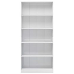 vidaXL Libreria a 5 Ripiani Bianco Lucido 80x24x175 cm in Truciolato