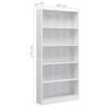 vidaXL Libreria a 5 Ripiani Bianco Lucido 80x24x175 cm in Truciolato