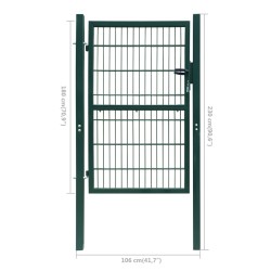 vidaXL Cancello da Giardino 2D (Singolo) Verde 106 x 230 cm