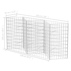 vidaXL Gabbione in Rete in Acciaio Zincato 120x30x100 cm