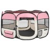 vidaXL Box per Cani Pieghevole con Borsa Trasporto Rosa 125x125x61 cm