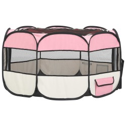 vidaXL Box per Cani Pieghevole con Borsa Trasporto Rosa 125x125x61 cm