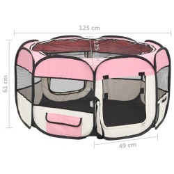 vidaXL Box per Cani Pieghevole con Borsa Trasporto Rosa 125x125x61 cm