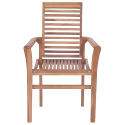 Sedie da Pranzo 4 pz con Cuscini Beige in Massello di Teak