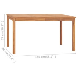 vidaXL Tavolo da Pranzo da Giardino 140x80x77 cm in Massello di Teak