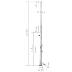 vidaXL Doccia da Giardino 220 cm in Acciaio Inossidabile