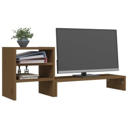 vidaXL Supporto per Monitor Miele 81x20x30 cm Legno Massello di Pino