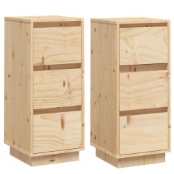 vidaXL Credenze 2 pz 32x34x75 cm in Legno Massello di Pino