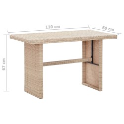 vidaXL Tavolo da Giardino Beige 110x60x67 cm in Polyrattan