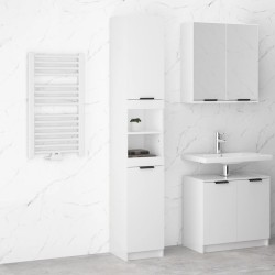 vidaXL Mobile da Bagno Bianco Lucido 32x34x188,5 cm Legno ingegnerizzato