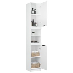 vidaXL Mobile da Bagno Bianco Lucido 32x34x188,5 cm Legno ingegnerizzato