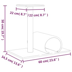 vidaXL Palo Tiragraffi per Gatti con Tunnel Grigio Chiaro 60x34,5x50cm