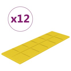 Pannelli Murali 12 pz Giallo chiaro 90x30 cm in Tessuto 3,24 m²