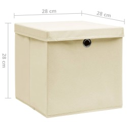 Contenitori con Coperchio 4 pz 28x28x28 cm Crema