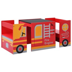 vidaXL Set Tavolo per Bambini 3pz Design Camion dei Pompieri  in Legno