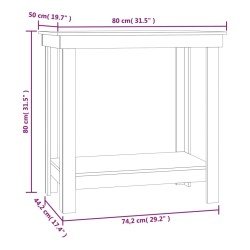 vidaXL Banco da Lavoro 80x50x80 cm in Legno Massello di Pino