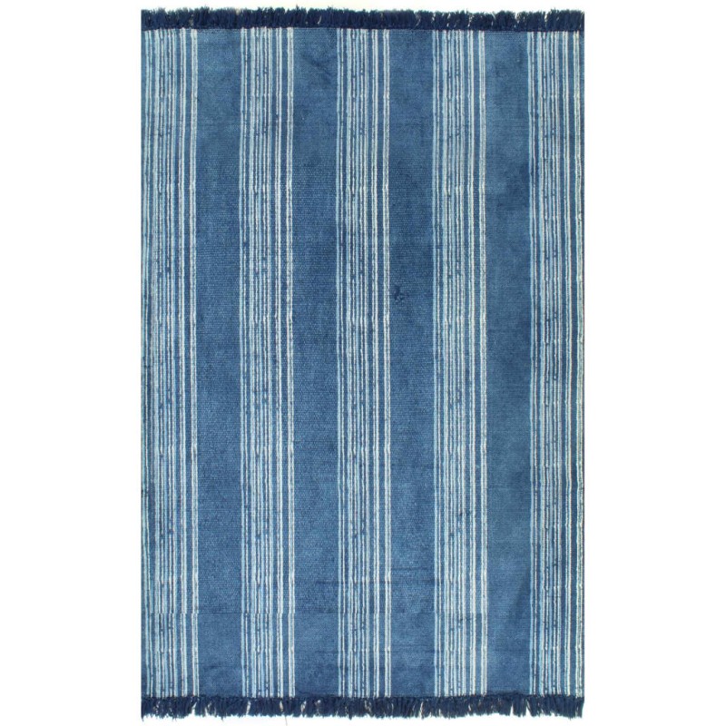 Tappeto Kilim in Cotone 120x180 cm con Motivi Blu