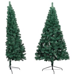 vidaXL Albero di Natale Artificiale Metà con Supporto Verde 180 cm PVC