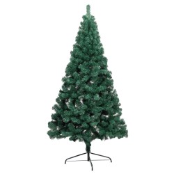 vidaXL Albero di Natale Artificiale Metà con Supporto Verde 180 cm PVC