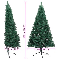 vidaXL Albero di Natale Artificiale Metà con Supporto Verde 180 cm PVC